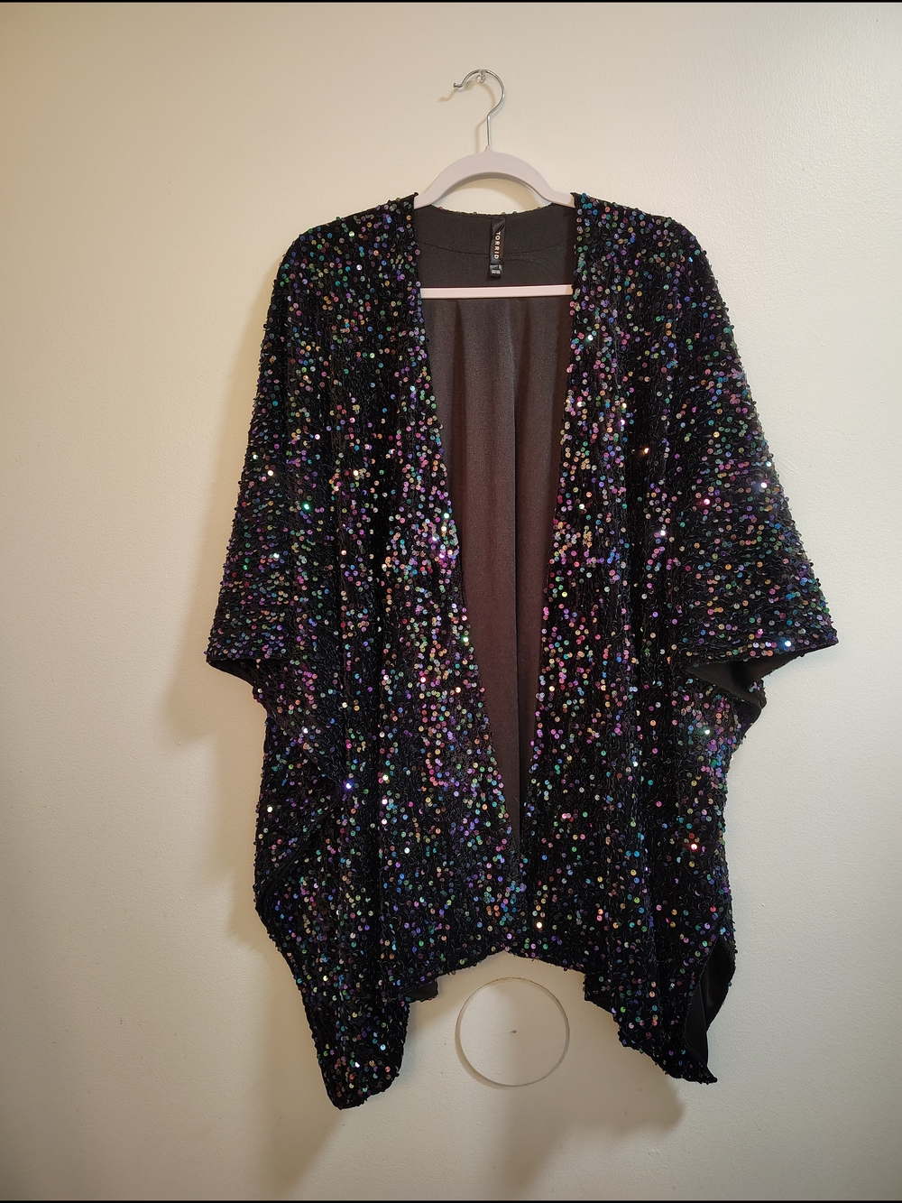 torrid Black Sequin Ruana with Iridescent Dots